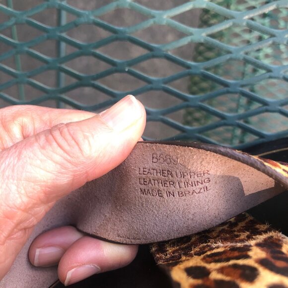 J Crew Leopard Print Cross Strap Sandals Size 7 Leather Slides Flip Flops NOTE - Picture 8 of 16